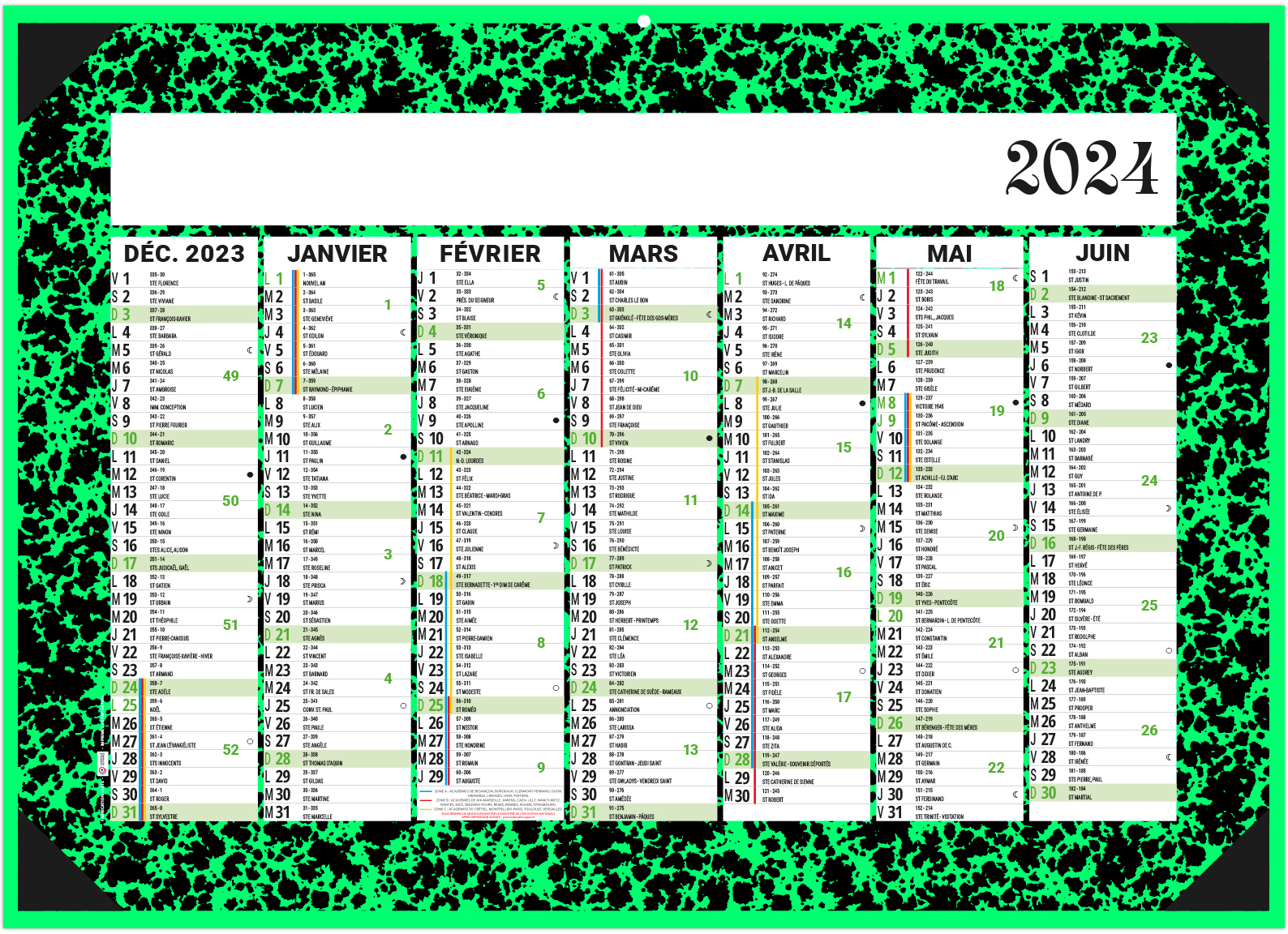 Calendrier bancaire carton a dessin 550 x 405 | Calendrier bancaire