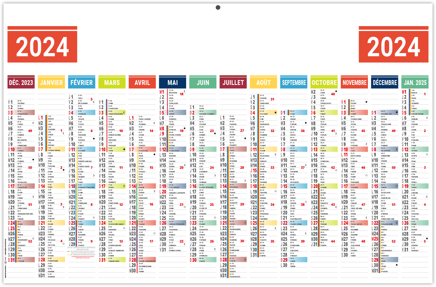 Calendrier 2024 - Calendrier Mural 3 Mois 2024 Maroc