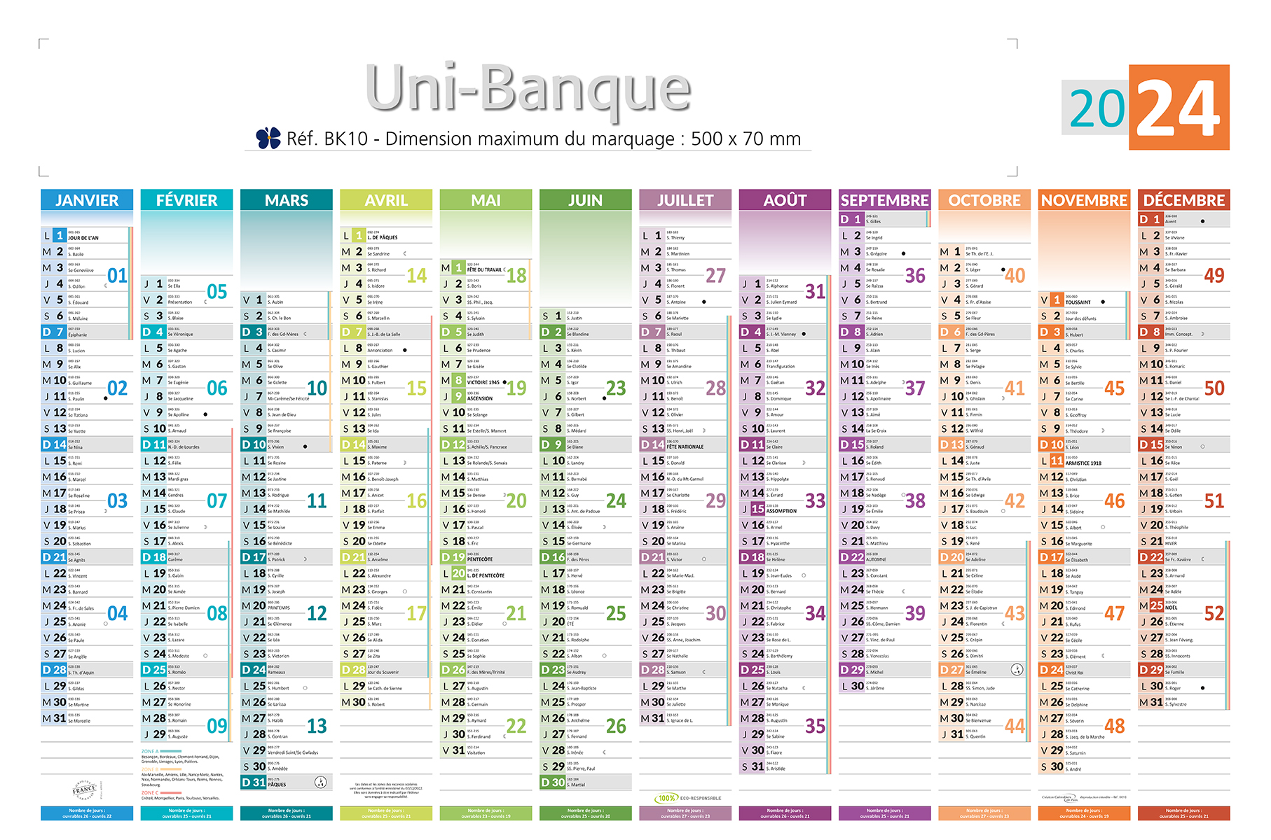 Calendrier grand format  Calendrier bancaire a personnaliser