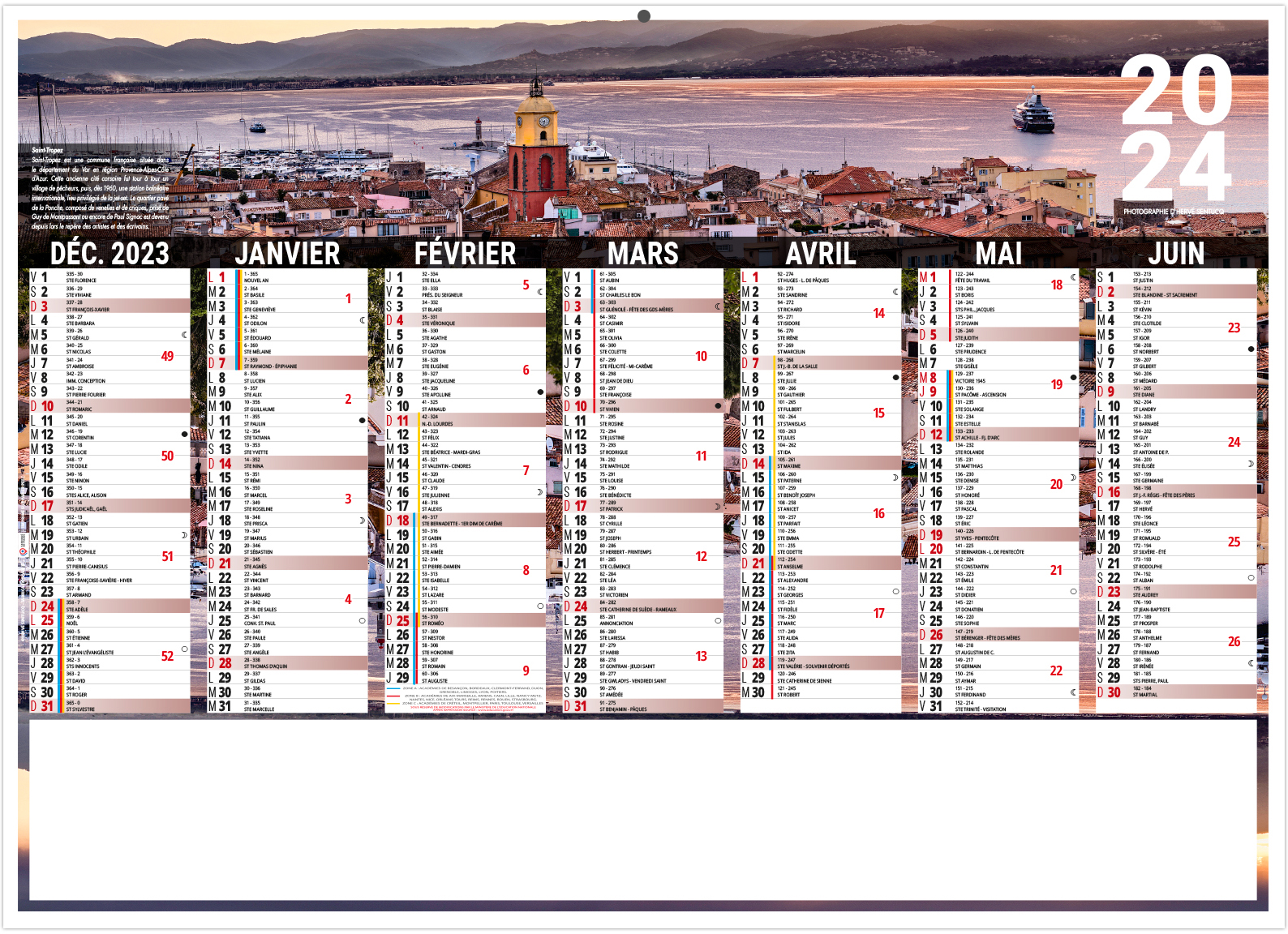 Calendrier bancaire 2024 rembordé personnalisable r/v épais - Dili