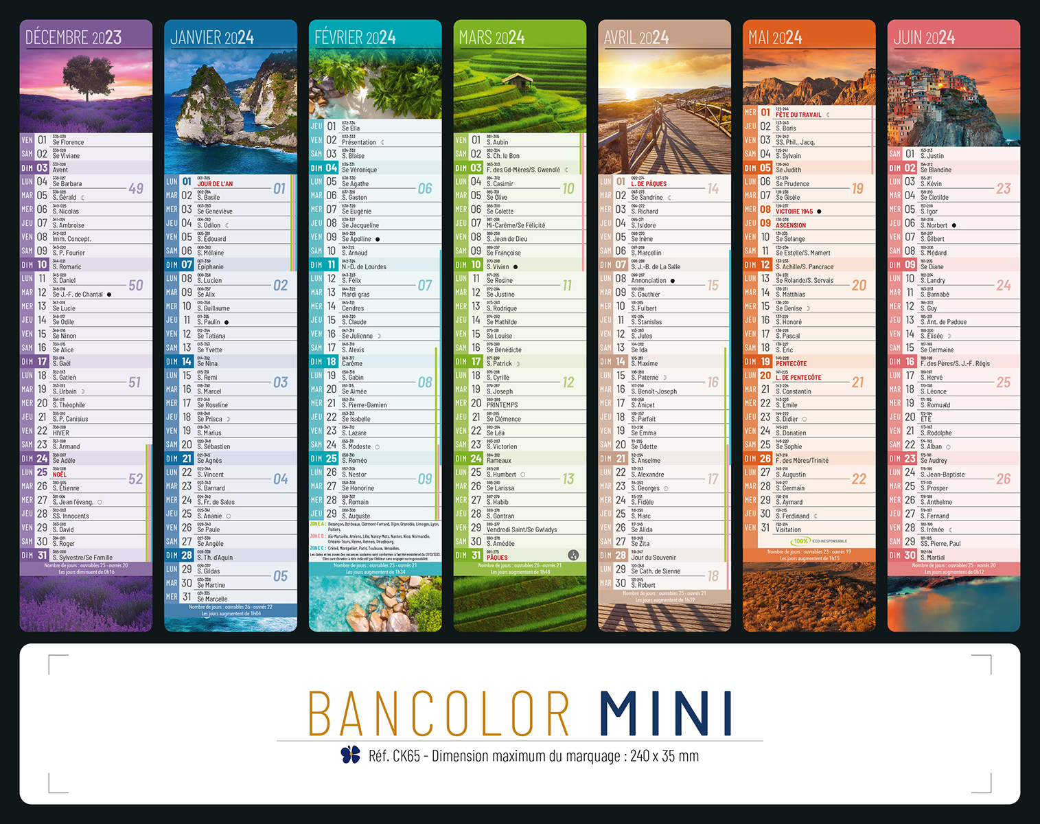 Calendriers bancaires publicitaires petit format 