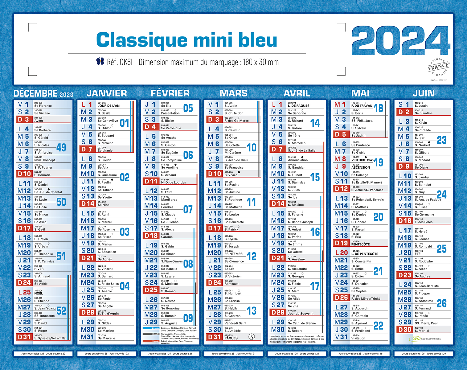 CALENDRIER PETIT FORMAT