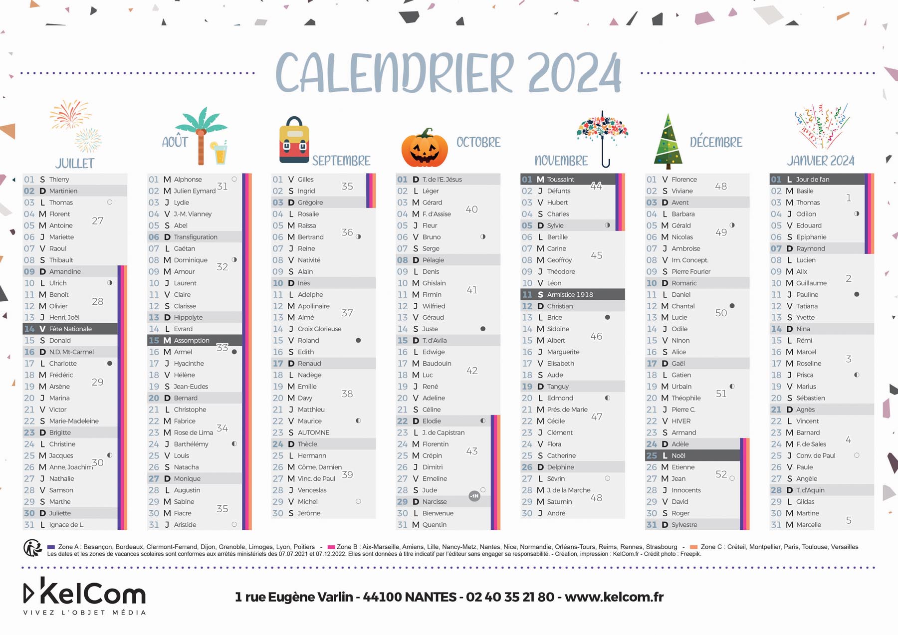 Calendriers 2024 personnalisés - personnalisation et impression sur mesure