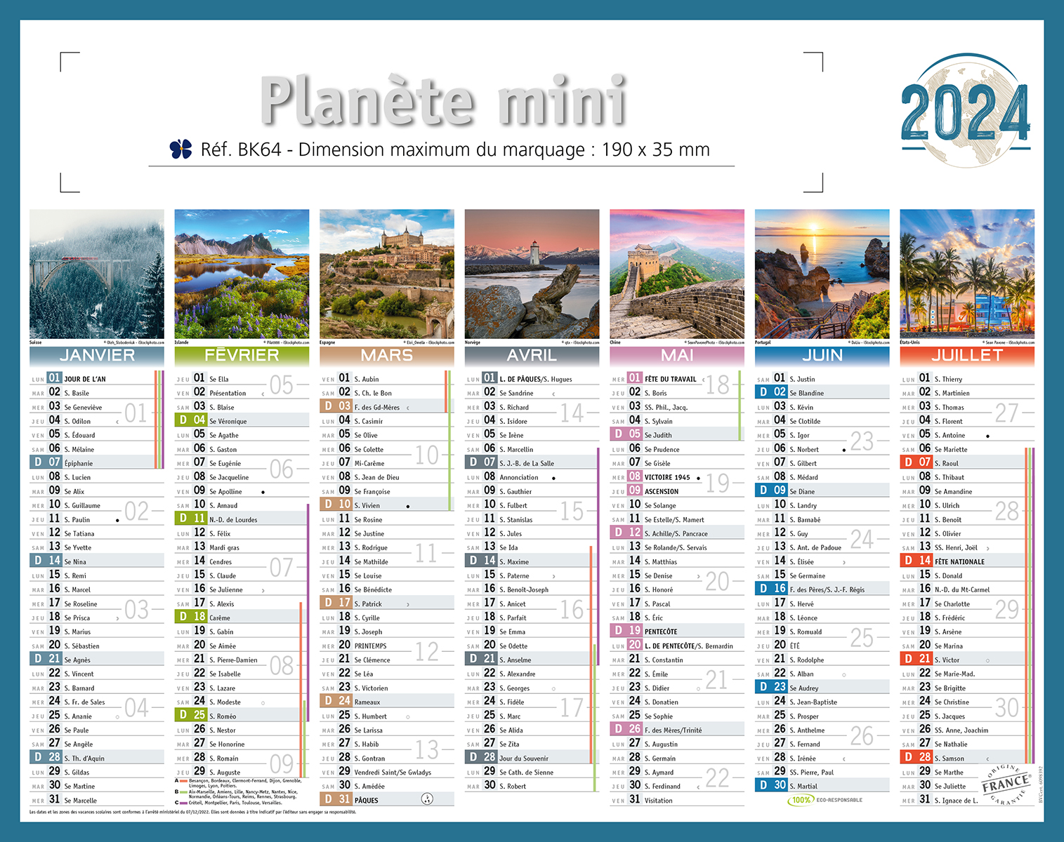 Acheter Calendrier Islande 2024  commander en ligne 