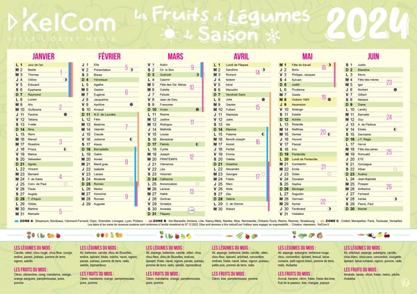 Fruits et Légumes - Calendrier personnalisé