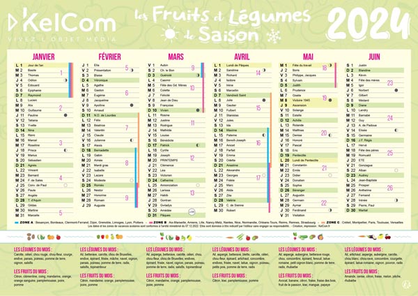 Fruits et Légumes - Calendrier personnalisé