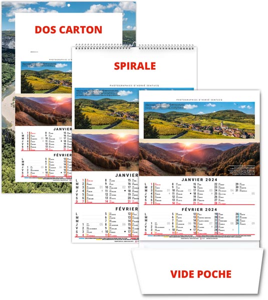 Calendrier illustré 2024 - bloc en france - 240 x 410 mm