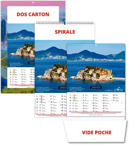 calendrier vide poche hubert - 300 x 430 mm