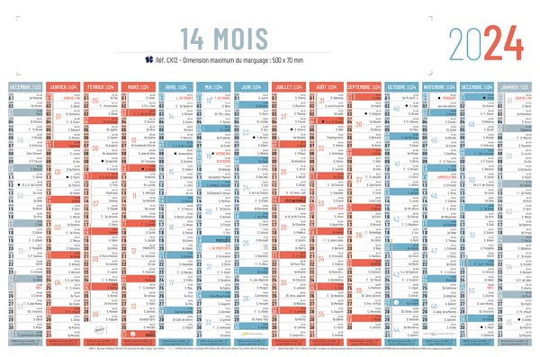 Calendrier 14 mois, calendrier 14 mois