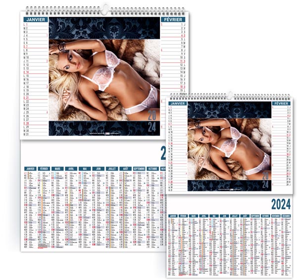 Calendrier personnalisable 2024 - 2 en 1 dessous chics - 480 x 700 mm