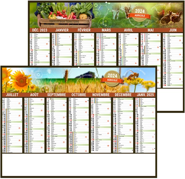 Calendrier bancaire 2024 - agricole - 270 x 208 mm