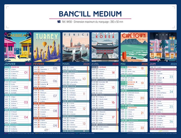 Calendrier bancaire Banc'ill Medium publicitaire