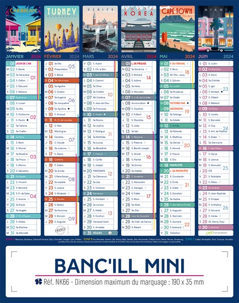 Calendrier bancaire Banc'ill Mini publicitaire