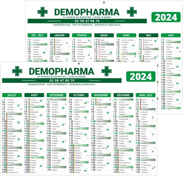 Calendrier bancaire 2024 - gameco pharma - 270 x 208 mm