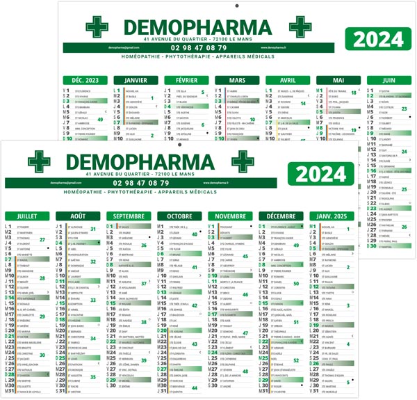 Calendrier de banque 2024 2 faces bleu - RETIF