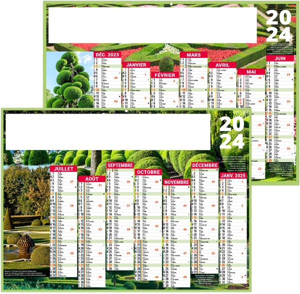 Calendrier bancaire 2024 - jardins - 270 x 208 mm