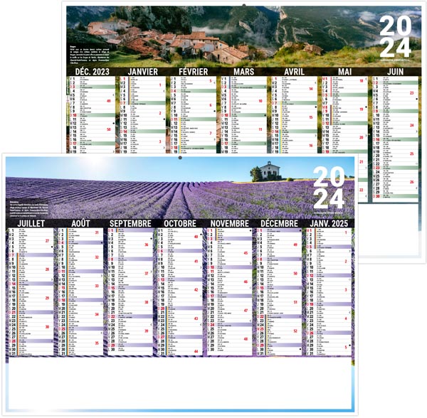 Calendrier bancaire 2024 - liberté provence - 270 x 208 mm