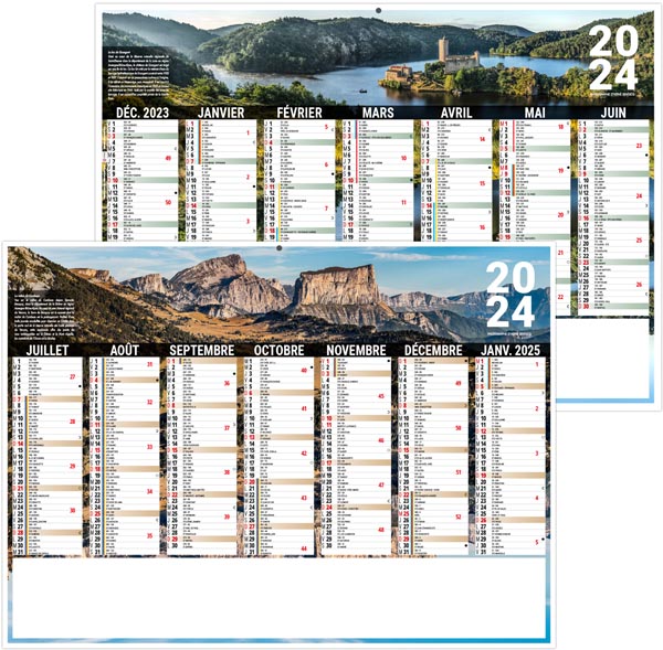 Calendrier bancaire 2024 - liberté sud est  - 270 x 208 mm