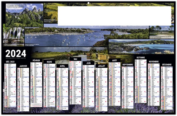 Calendrier bancaire personnalisable 2024 - tour de france - 650 x 405 mm