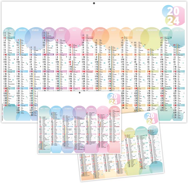 Calendrier bancaire personnalisé 2024 - bulles - 650 x 405 mm