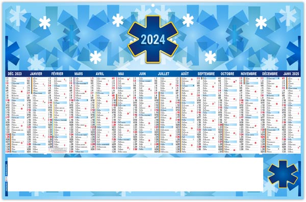 Calendrier bancaire personnalisé 2024 - croix bleue - 445 x 285 mm