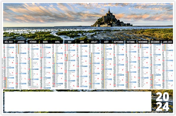 Calendrier bancaire personnalisé 2024 - grand large - 650 x 405 mm