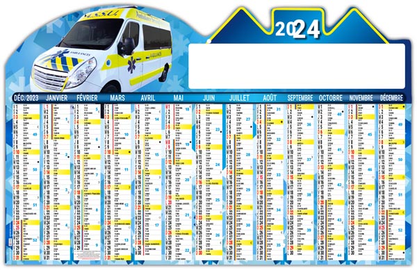 Calendrier bancaire 2024 - urgence - 445 x 285 mm
