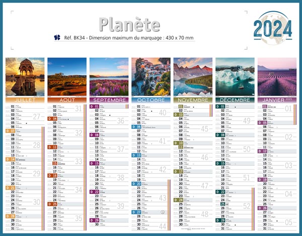 Calendriers Publicitaires Bancaires 65x43mm, 2024