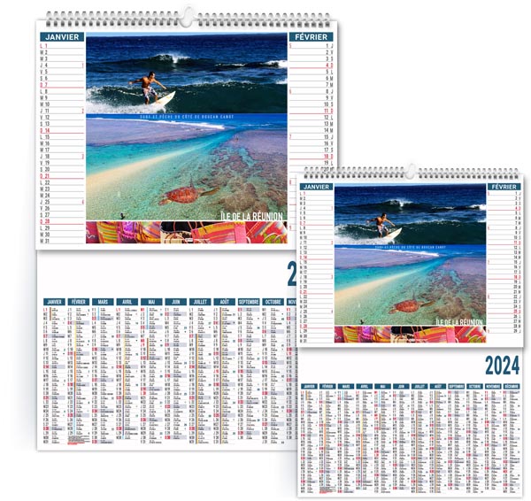 Calendrier entreprise 2024 - 2 en 1 douceur réunionnaise - 480 x 700 mm