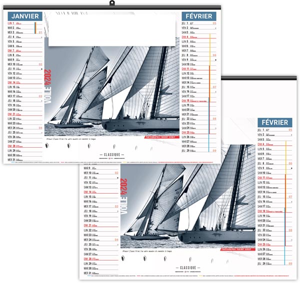 Calendrier illustré 2024 - éco voile classique - 480 x 350 mm