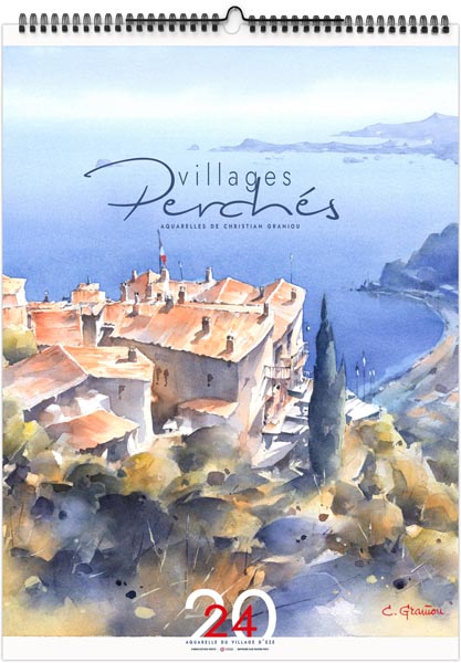 Calendrier illustré 2024 - villages perchés - 330 x 490 mm