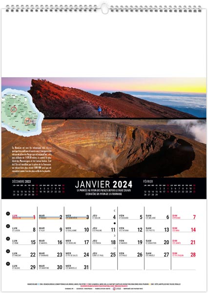 calendrier mural île de la réunion - 240 x 330 mm