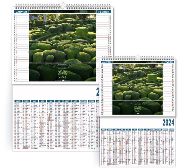 Calendrier personnalisable 2024 - 2 en 1 jardins d'ornement - 480 x 700 mm