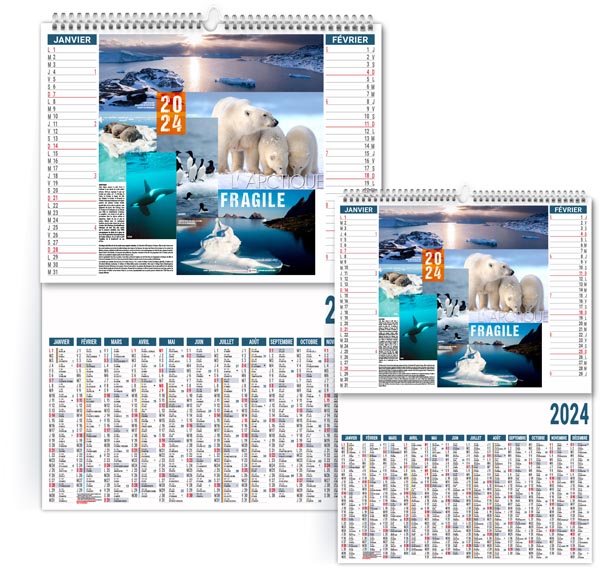 Calendrier personnalisable 2024 - 2 en 1 planète fragile - 480 x 700 mm