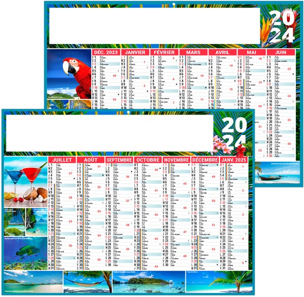 Calendrier bancaire personnalisable 2024 - exotic - 270 x 208 mm