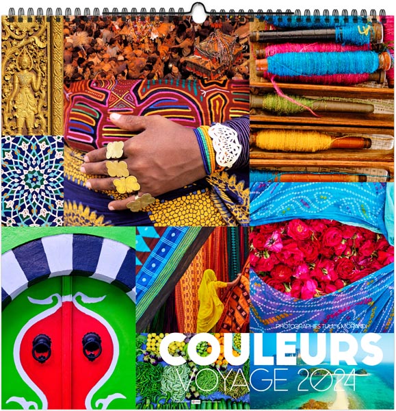 Calendrier illustré 2024 - couleurs voyage - 330 x 330 mm