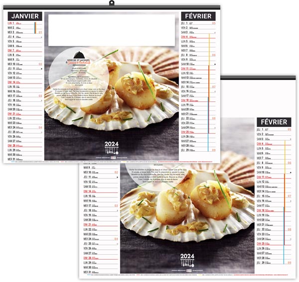 Calendrier illustré 2024 - éco plats et desserts - 480 x 350 mm