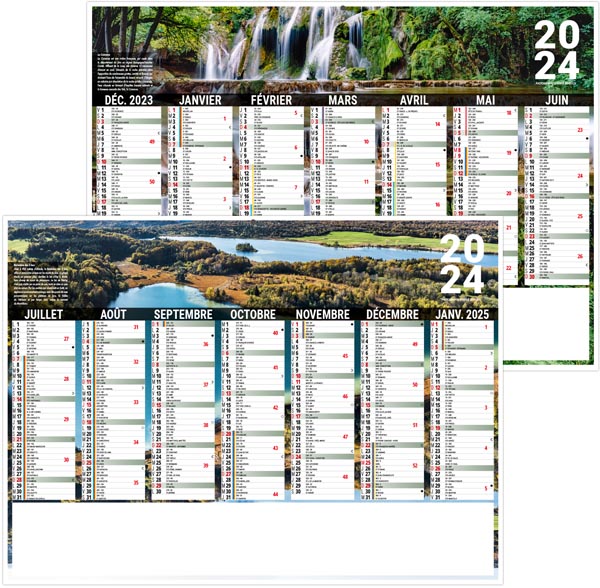 Calendrier bancaire personnalisable 2024 - liberté bourgogne - 270 x 208 mm