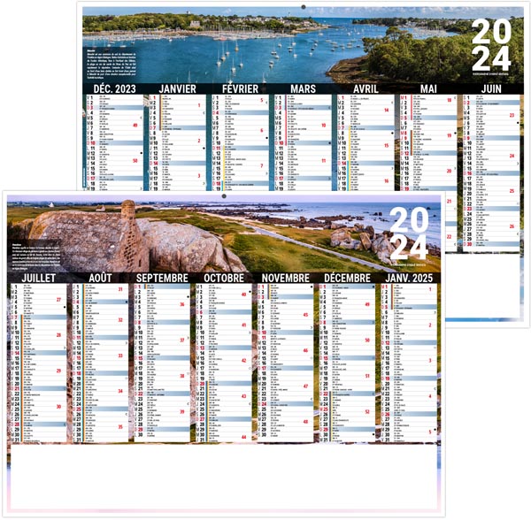 Calendrier bancaire personnalisable 2024 - liberté bretagne - 430 x 335 mm