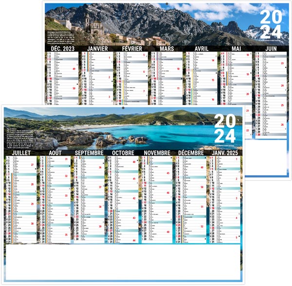 Calendrier bancaire personnalisable 2024 - liberté corse - 430 x 335 mm