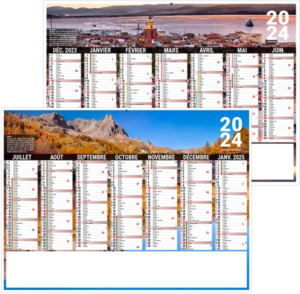 Calendrier bancaire personnalisable 2024 - liberté côte d'azur - 270 x 208 mm