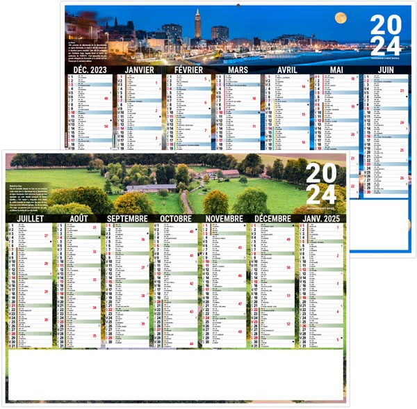 Calendrier bancaire personnalisable 2024 - liberté normandie - 430 x 335 mm