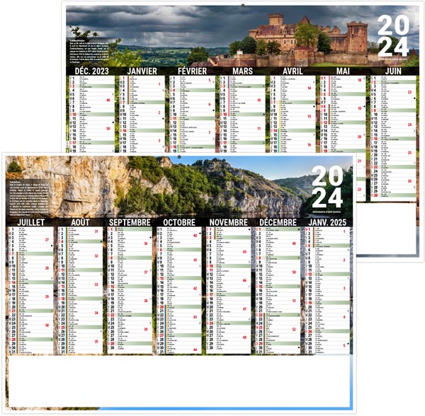 Calendrier bancaire personnalisable 2024 - liberté occitanie - 430 x 335 mm