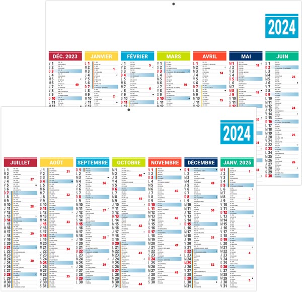 Calendrier bancaire personnalisé 2024 - arlequin - 270 x 208 mm