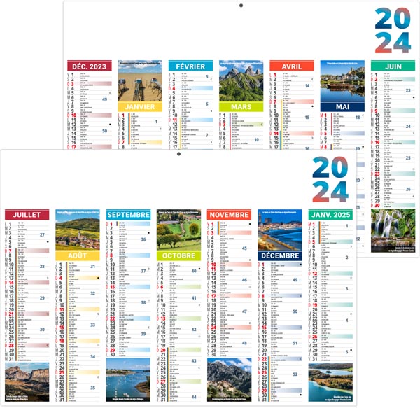 Calendrier bancaire personnalisé 2024 - émilien - 270 x 208 mm