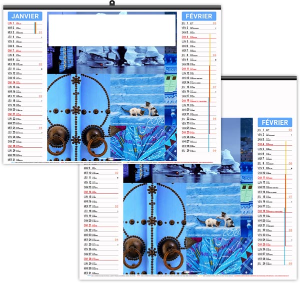 Calendrier illustré 2024 - éco couleurs voyage - 480 x 450 mm