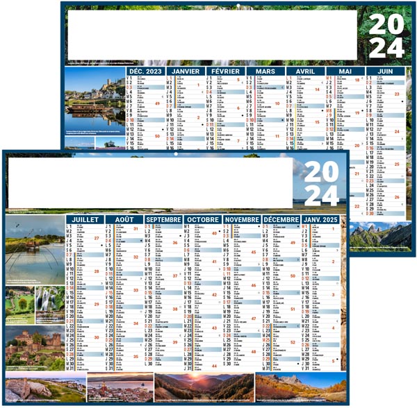 Calendrier bancaire personnalisé 2024 - julien - 550 x 405 mm