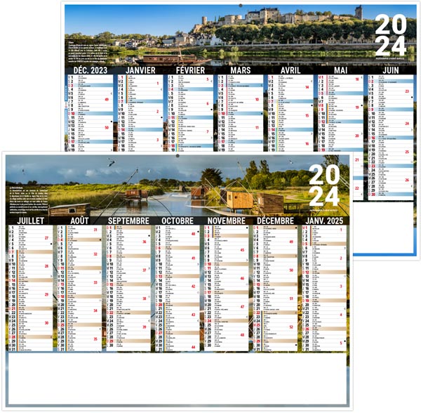 Calendrier bancaire personnalisé 2024 - liberté centre val-de-loire - 270 x 208 mm