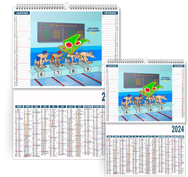 Calendrier publicitaire 2024 - 2 en 1 les dieux de l'olympe - 330 x 470 mm