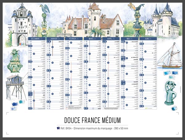 Calendrier publicitaire à personnaliser France , Medium Paysage France